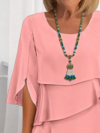 Ruffled Layered Flutter-Sleeve Mini Dress