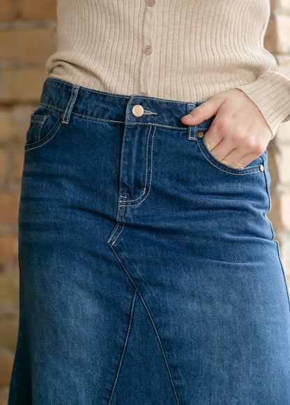 Jennifer A-Line Long Denim Skirt