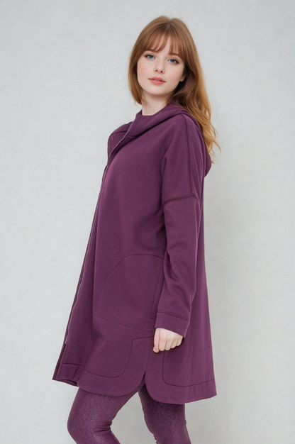 Cozy Comfort  Zip Up Hoodie Jacket  Burgundy