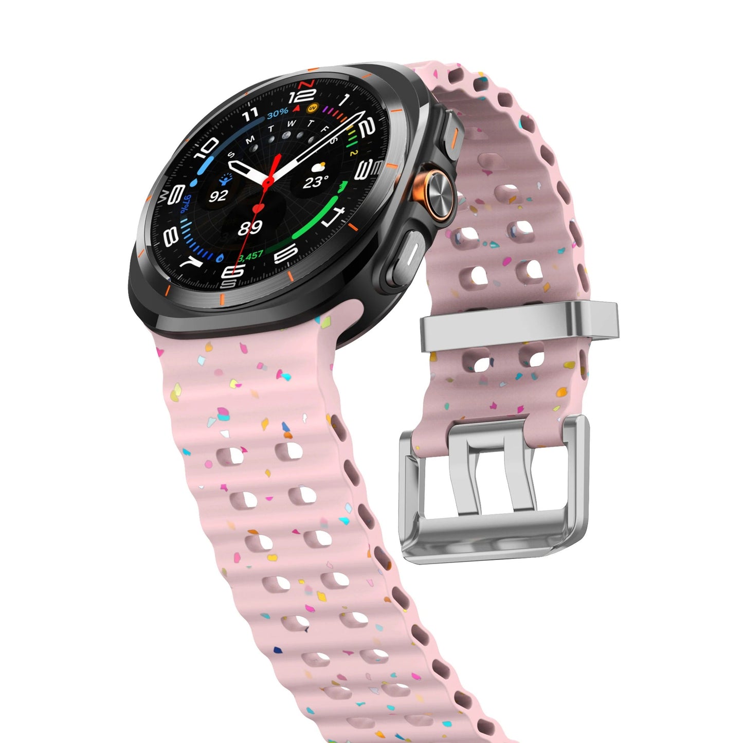 Ocean Silicone Samsung Galaxy 7 Ultra Watch Band Silver Buckle 47MM
