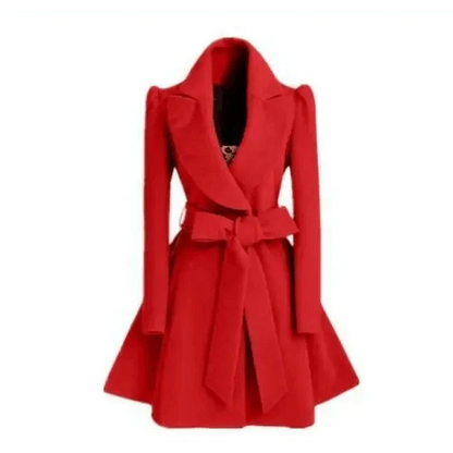 New Popular Women's Woolen Windbreaker Overcoat Jacket Coats Red XL Autumn And Winter Long Windbreaker Overcoat Fashionable Coat Jacket