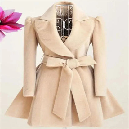 New Popular Women's Woolen Windbreaker Overcoat Jacket Coats Red XL Autumn And Winter Long Windbreaker Overcoat Fashionable Coat Jacket