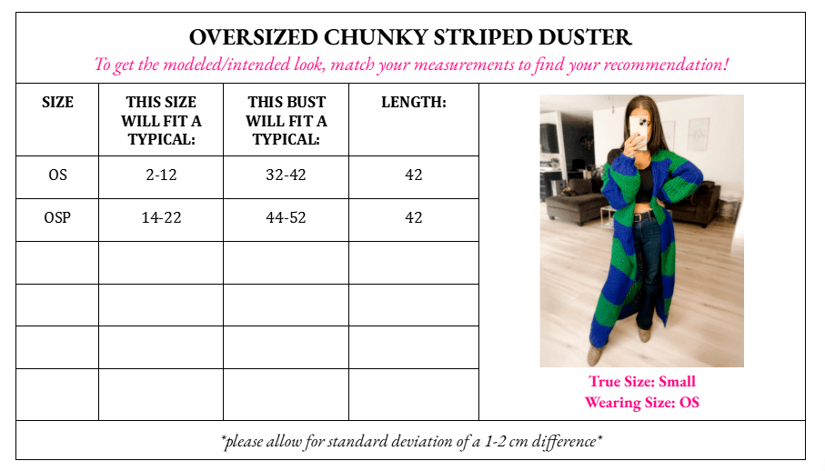 Oversized Chunky Striped Balloon Sleeve Duster