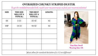Oversized Chunky Striped Balloon Sleeve Duster