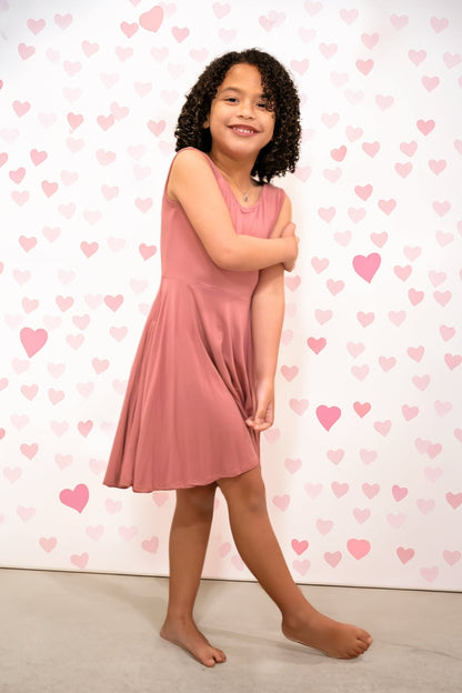 Sleeveless Twirl Dress in Romantic Rose