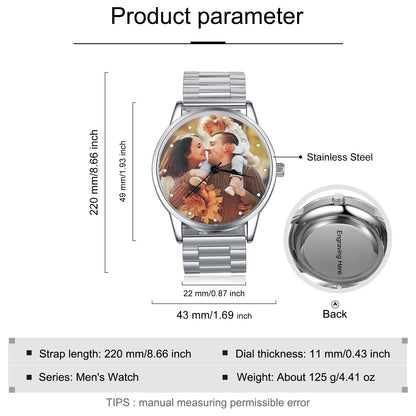 Personalized Silver Photo Watch With Custom Engraved Message