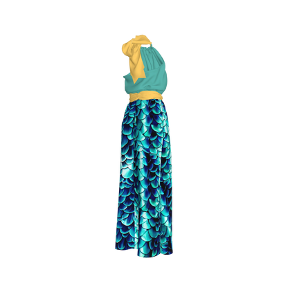 Sea Baby Backless Womens Halter Maxi Dress