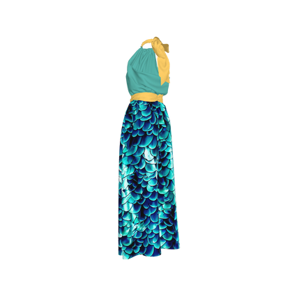 Sea Baby Backless Womens Halter Maxi Dress