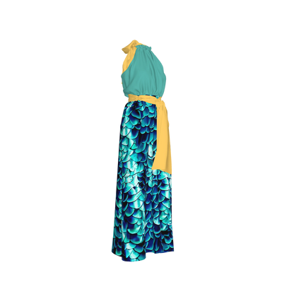 Sea Baby Backless Womens Halter Maxi Dress