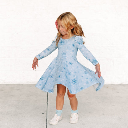 Winter Wonderland Puff Sleeve Twirl Dress
